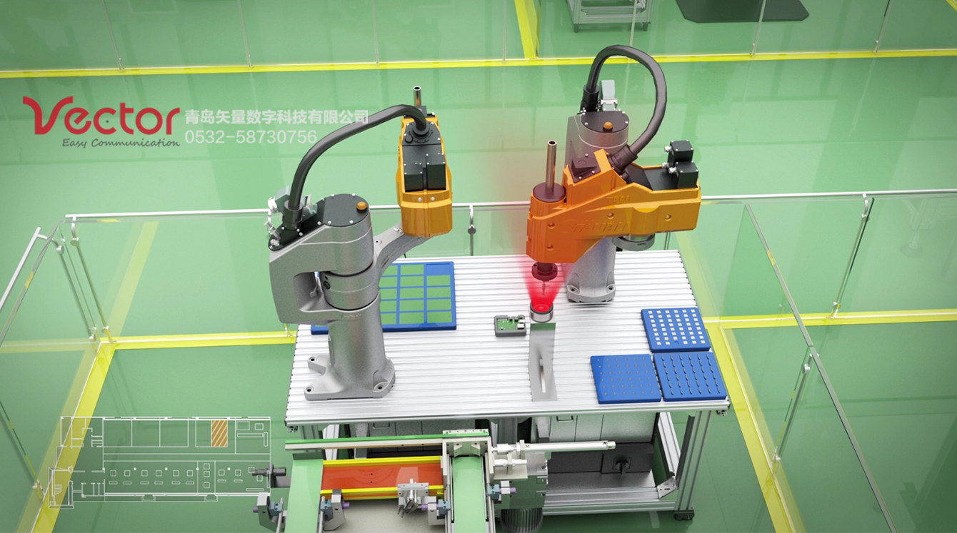 pcb机器人动画展示，工业机器人生产动画